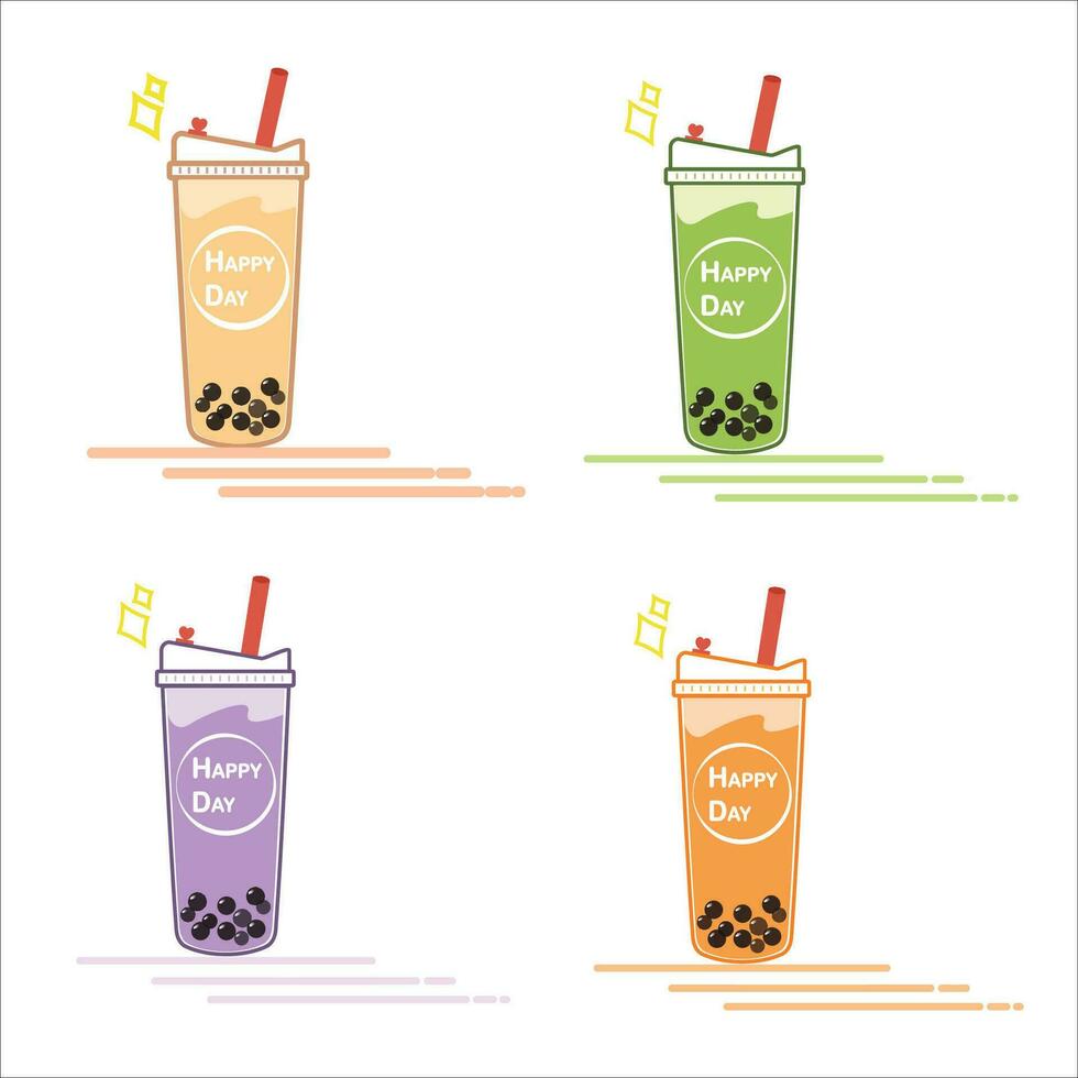 Bubble tea collection, Bubble milk tea, popular menu, delicious desserts and  bubble tea vector illustration