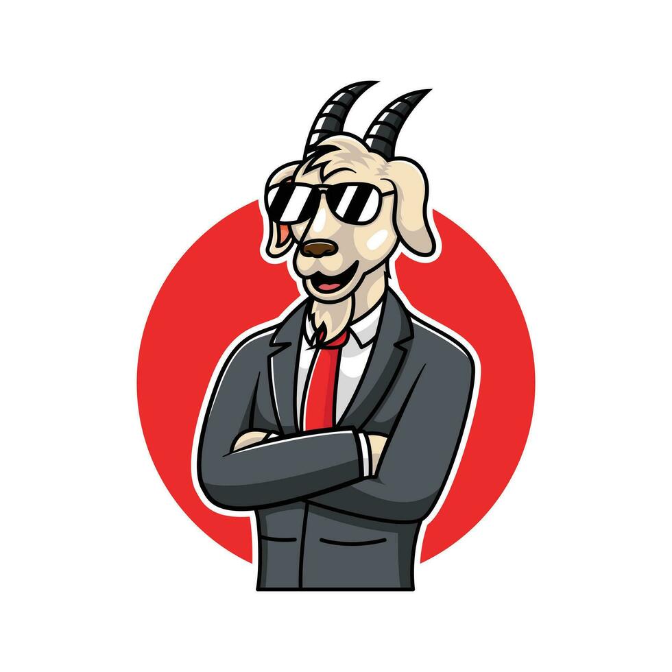 goat cartoon character with business suit design vector