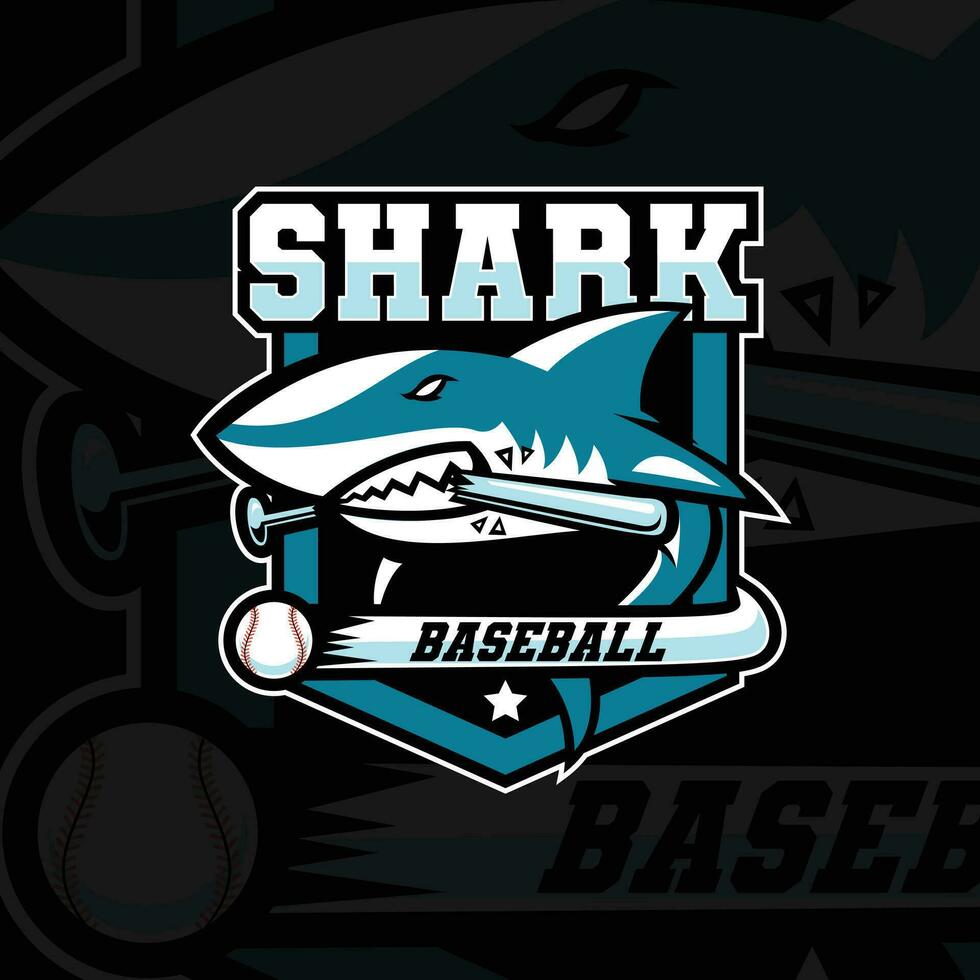 shark mascot logo design for baseball team vector