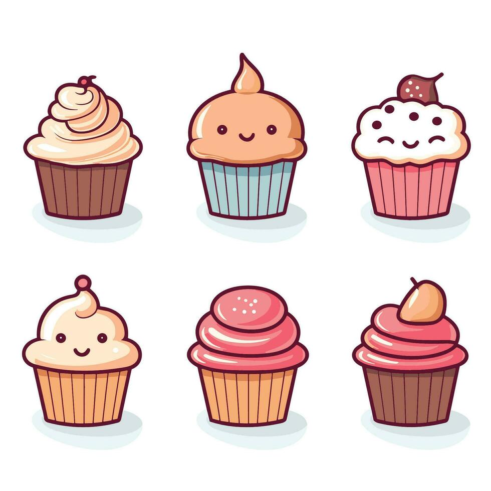 cute cup cakes vector