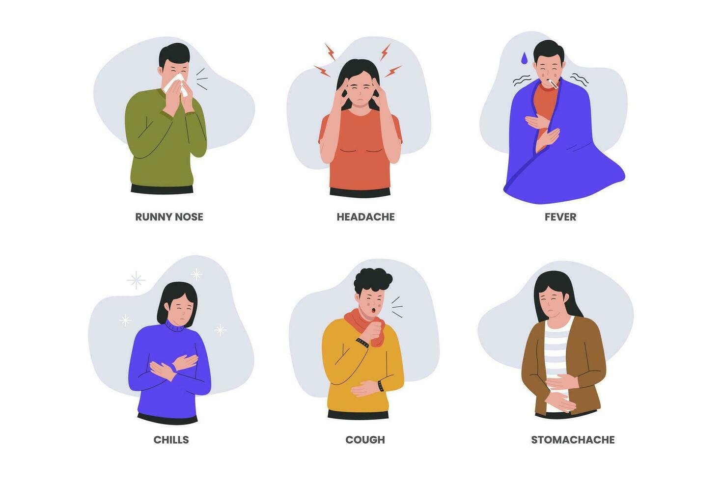 Set of sick people characters vector