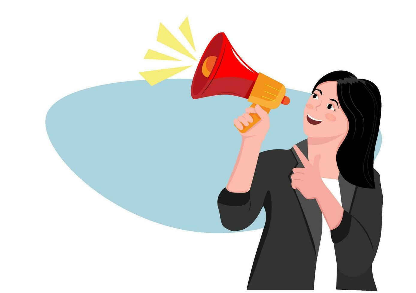 cartoon office worker In the gesture of speaking through the megaphone for use in advertisements, presentations, brochures, blogs, documents and forms, etc. vector