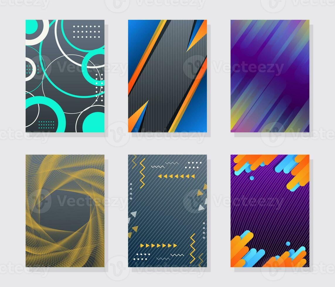 Modern abstract covers set. Cool gradient shapes composition. photo