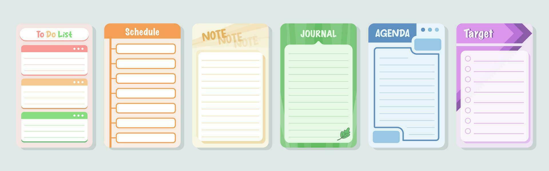 Set of planners and to do list with home interior decor illustrations. Template for agenda, schedule, planners, checklists, notebooks, cards and other stationery. vector