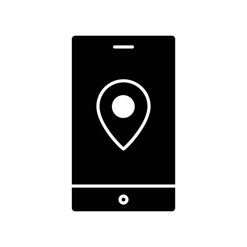 Online shop glyph icon. Contains mobile phone with map. icon illustration related to e commerce shop. Simple vector design editable. Pixel perfect at 32 x 32 icon