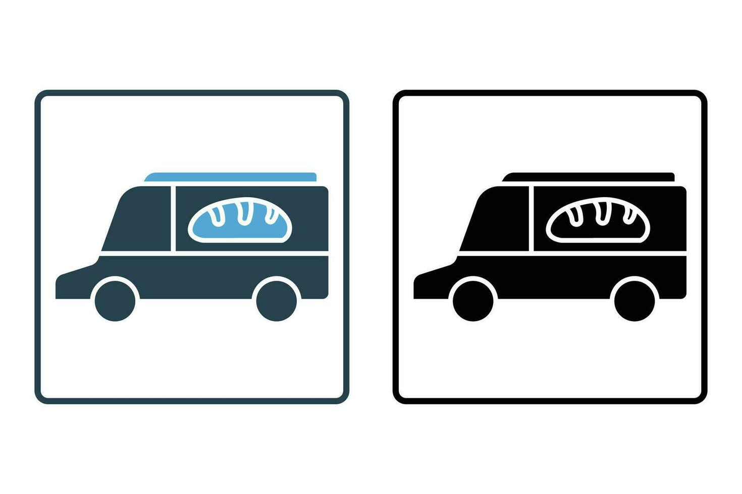 Food truck icon. icon related to service of bakery, delivery car. Solid icon style design. Simple vector design editable