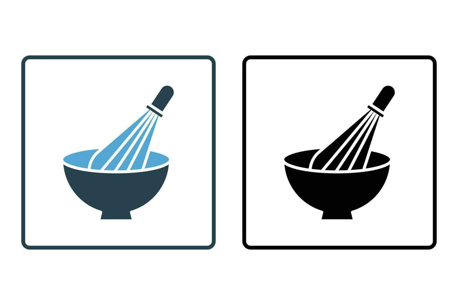 Mixing bowl icon with whisk. icon related to element of bakery, Cook, kitchen. Solid icon style design. Simple vector design editable