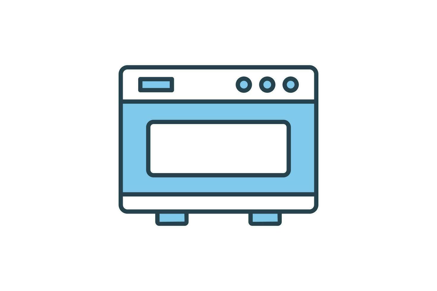 horno icono. icono relacionado a elemento de panadería, electrónico dispositivos. plano línea icono estilo diseño. sencillo vector diseño editable