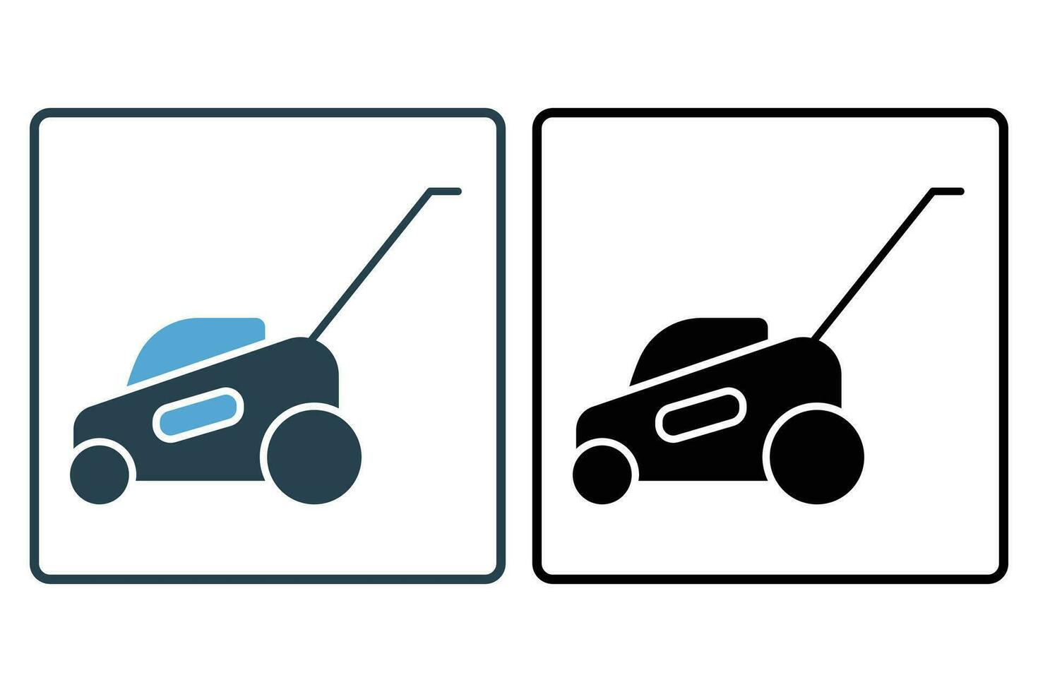 Lawn mower icon. icon related to cleaning, household appliances. Solid icon style design. Simple vector design editable