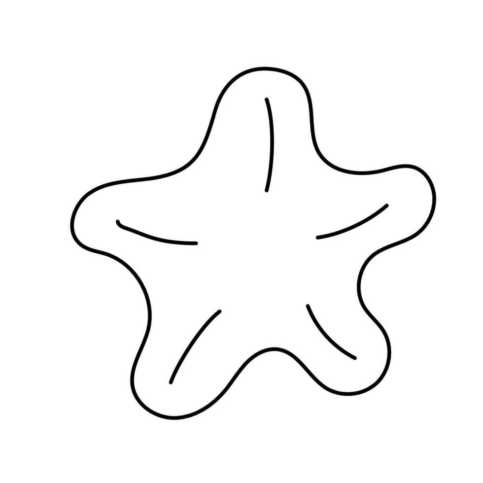 Starfish outline. Vector icon isolated. Concept the world day ocean, sea, mollusk. Doodle star.
