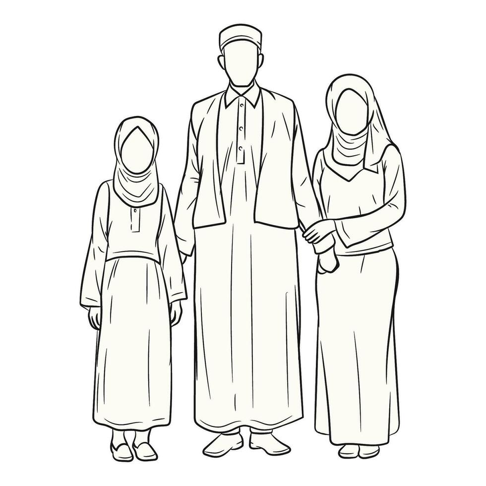 vector illustration of a Muslim family