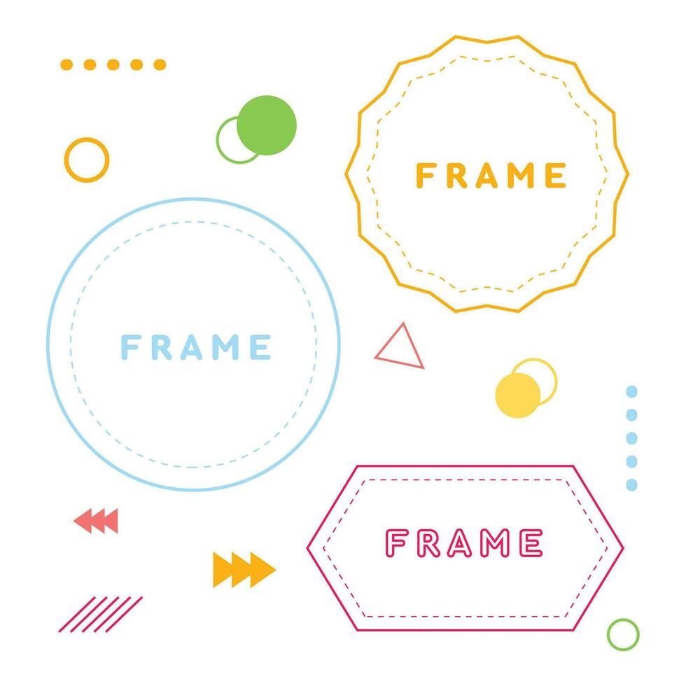 Set of frame design, bubble speech, message, geometric pattern vector