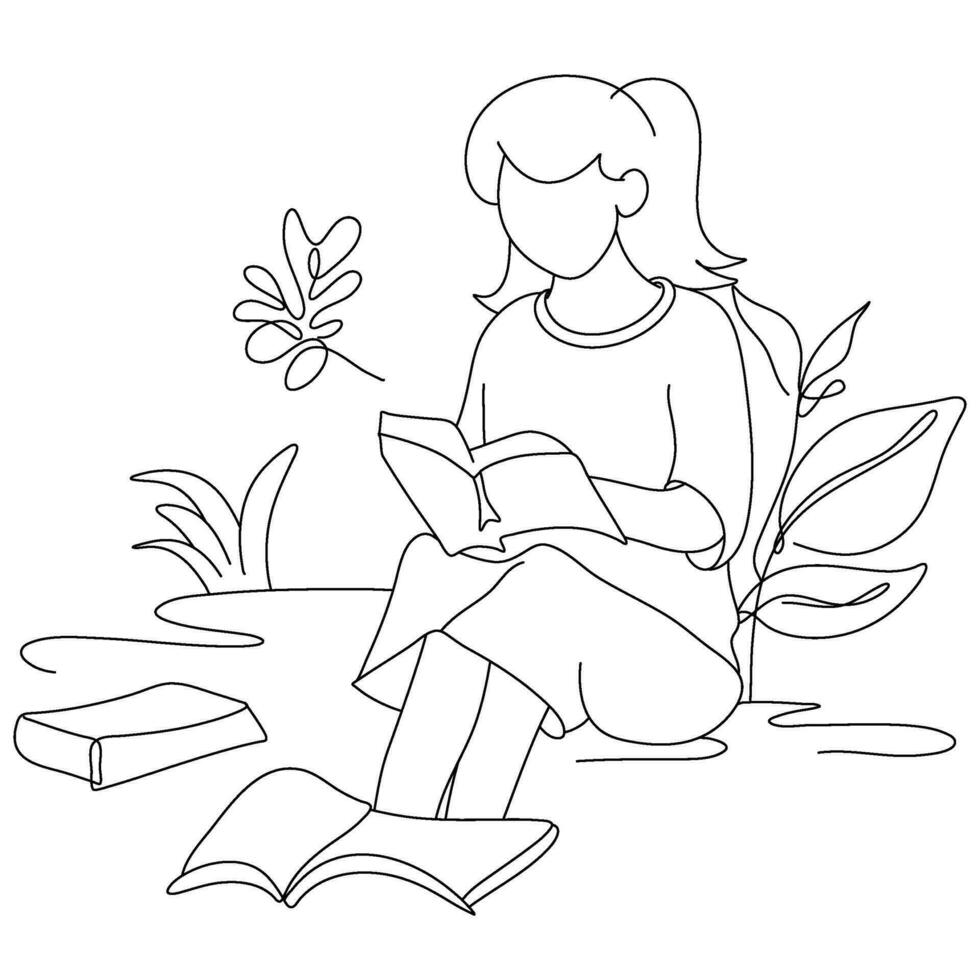 Read a Book Flat illustration, are used for UI UX designs, adding visual appeal and creativity to websites, apps, and digital platforms, enhancing the user experience vector