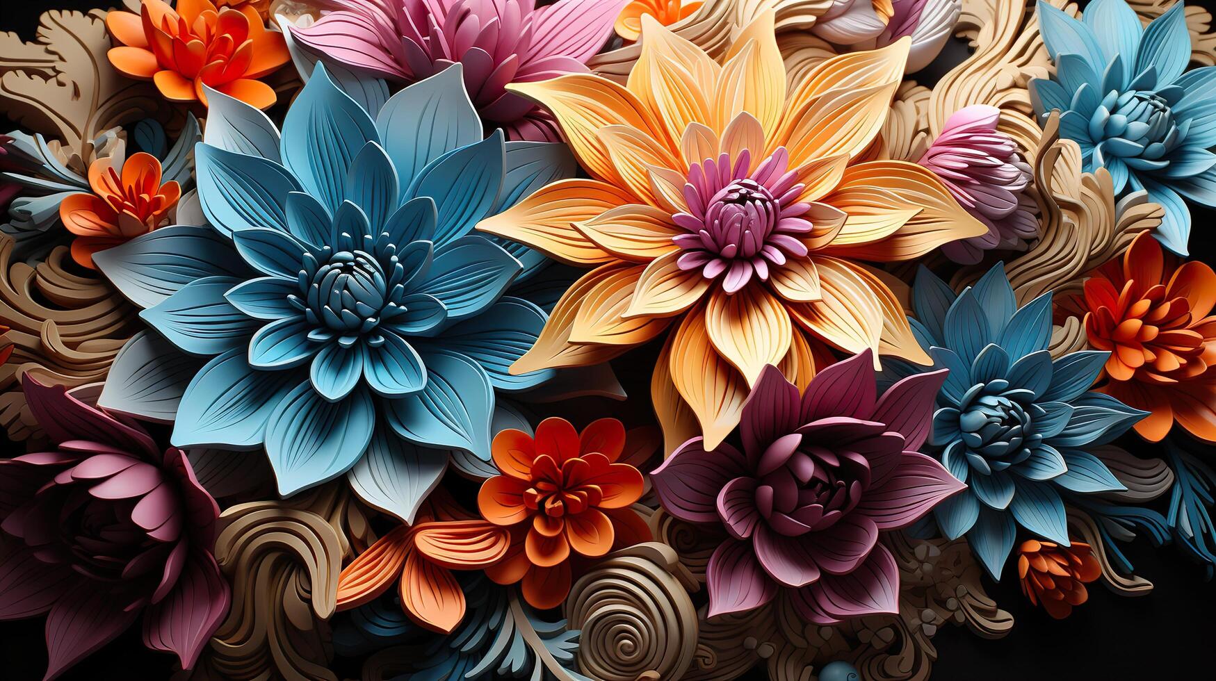 3d Colorful Royale Flower Design photo