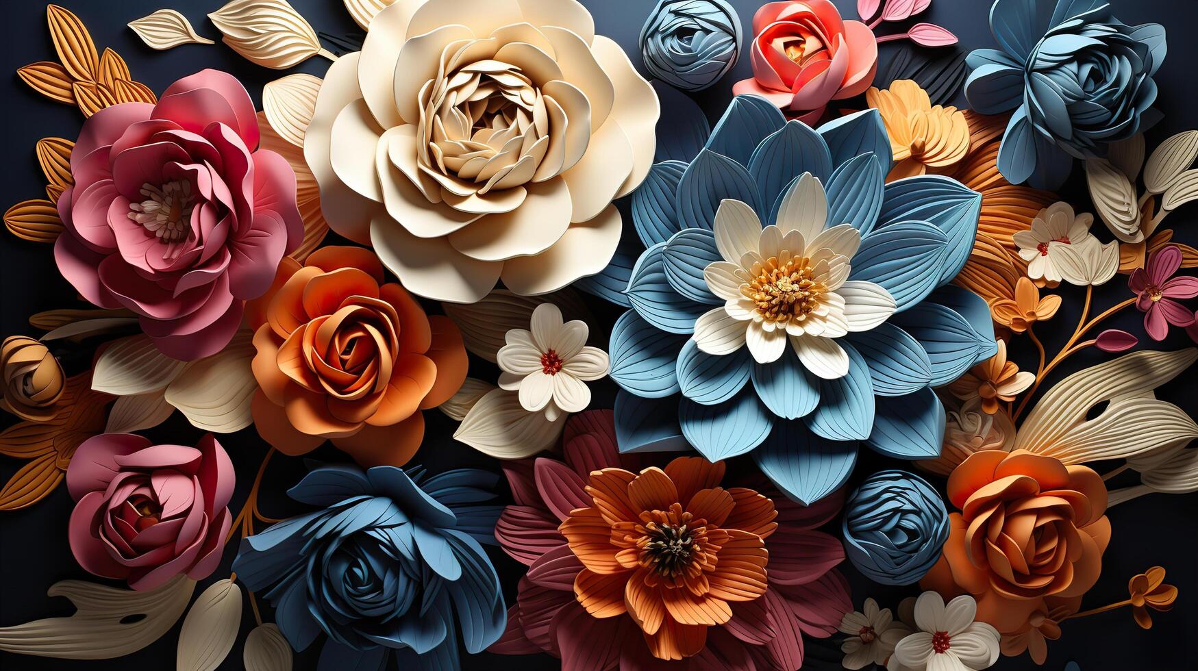 3d Colorful Royale Flower Design AI Generated photo