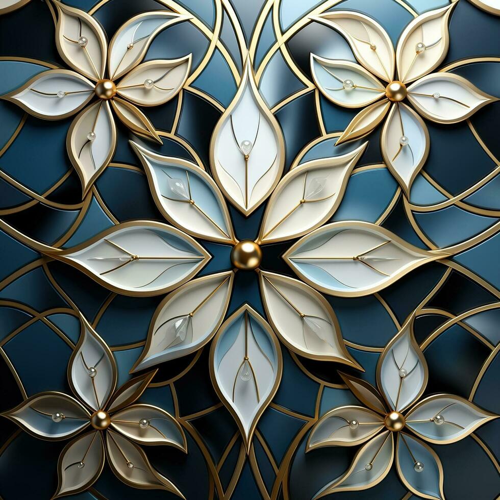 Royale Blue White Golden Royale Mandala Design AI Generated photo