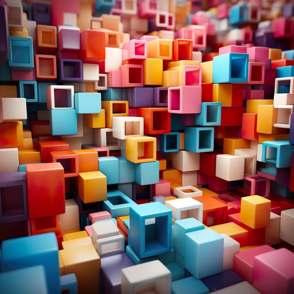 Colorful 3D Geometric Abstract Glossy Matte Multiple Shaped Elegant Background Wallpaper photo