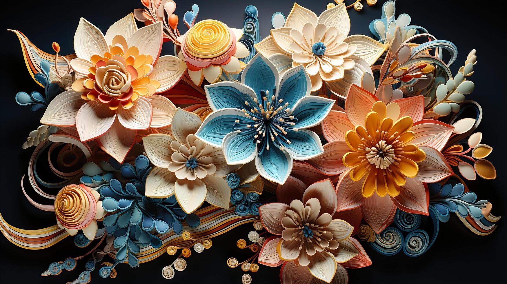 3d Colorful Royale Flower Design photo