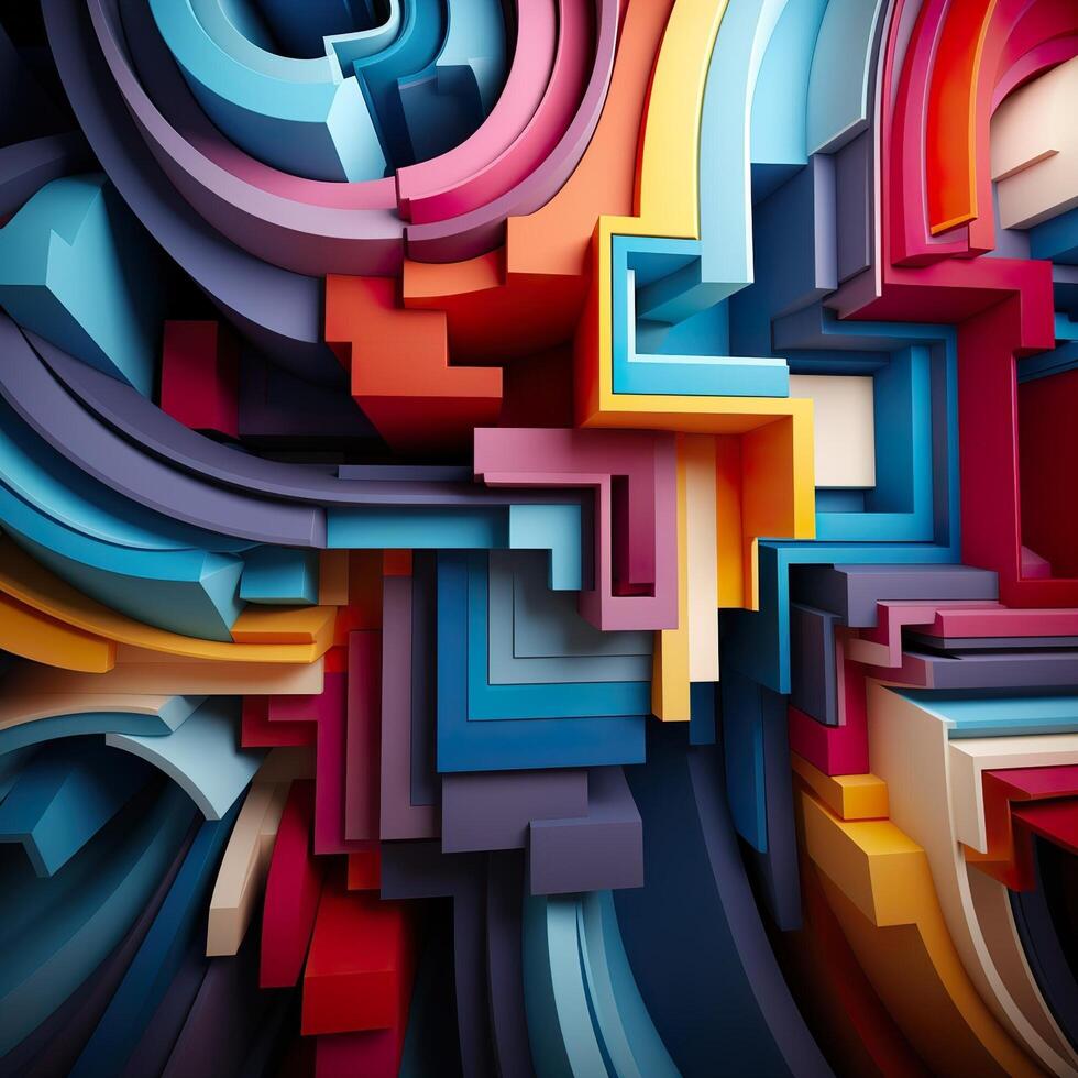 Colorful 3D Geometric Abstract Glossy Matte Multiple Shaped Elegant Background Wallpaper photo