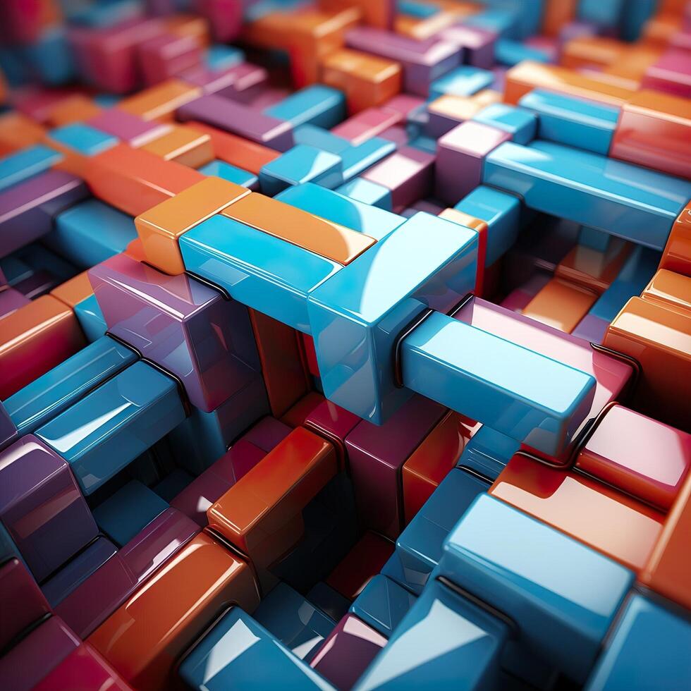 Colorful 3D Geometric Abstract Glossy Matte Multiple Shaped Elegant Background Wallpaper photo