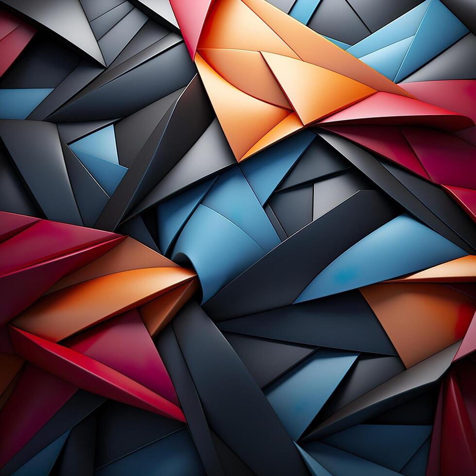 Colorful 3D Geometric Abstract Glossy Matte Multiple Shaped Elegant Background Wallpaper AI Generated photo