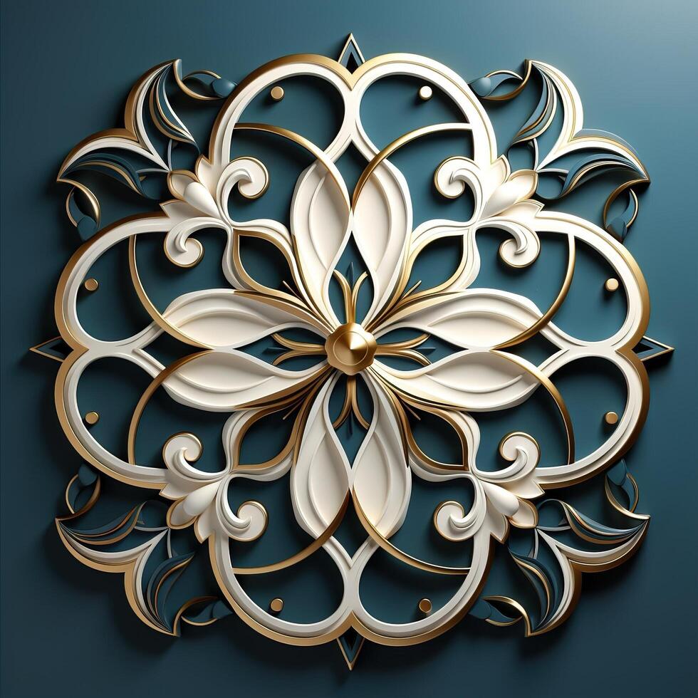 Royale Blue White Golden Royale Mandala Design AI Generated photo