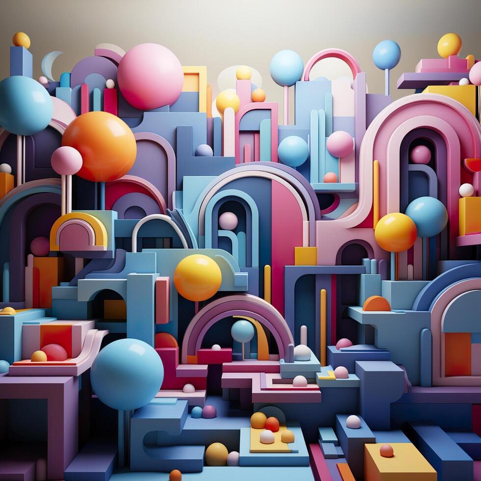 3d Rendered Colorful Glossy and Matte Ultra HD Geometric Background Wallpaper photo