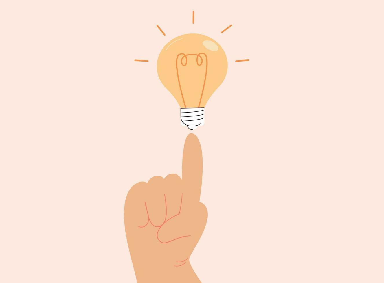 Big human Hand with an electric light bulb lamp. Growing business idea concept. Illustration of creative solutions, thinking and business ideas to make money online. Vector illustration