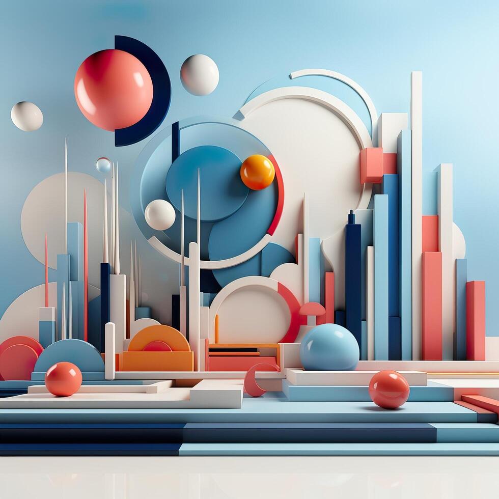 3d Rendered Colorful Glossy and Matte Ultra HD Geometric Background Wallpaper photo