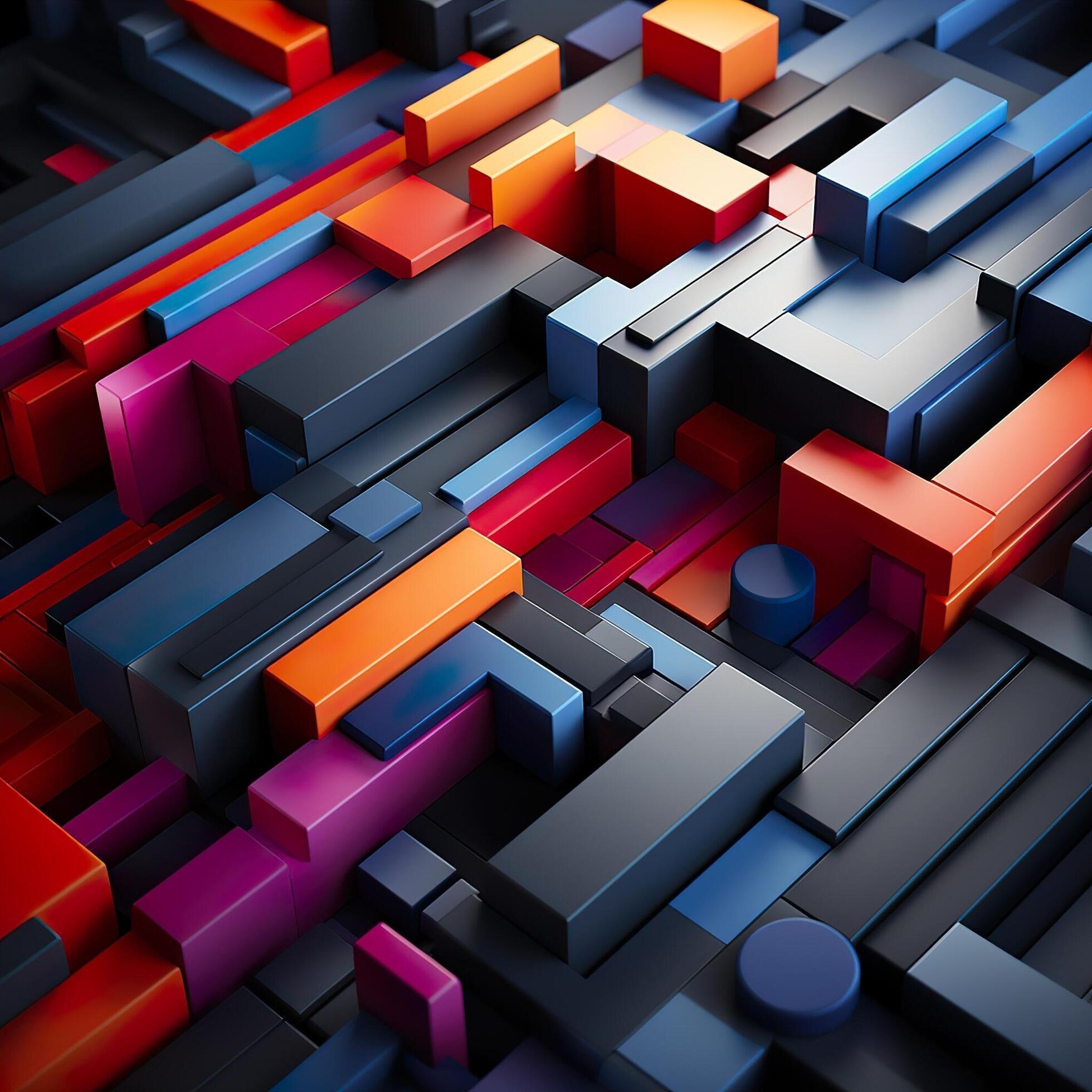 3d Rendered Colorful Glossy and Matte Ultra HD Geometric Background