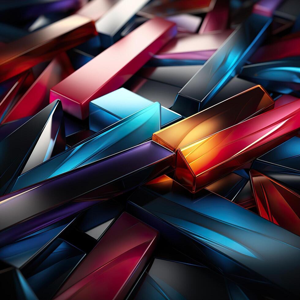 Colorful 3D Geometric Abstract Glossy Matte Multiple Shaped Elegant Background Wallpaper photo