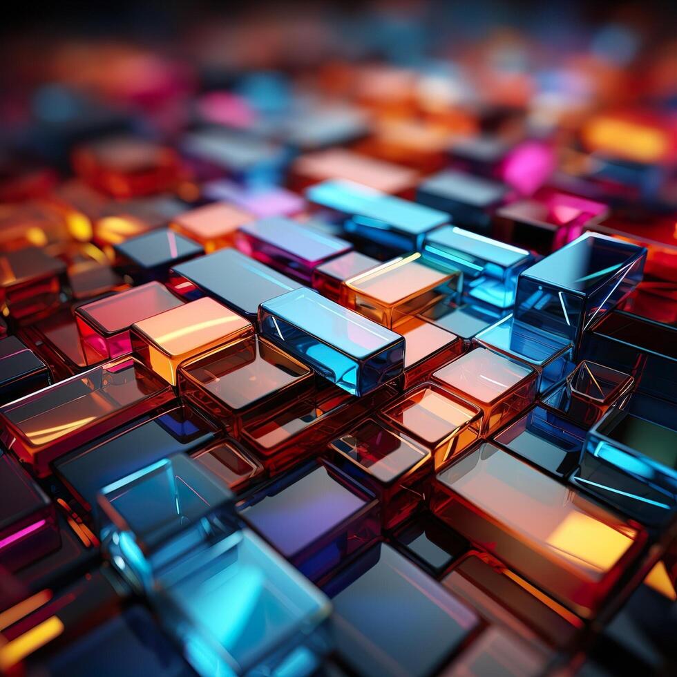 Colorful 3D Geometric Abstract Glossy Matte Multiple Shaped Elegant Background Wallpaper photo