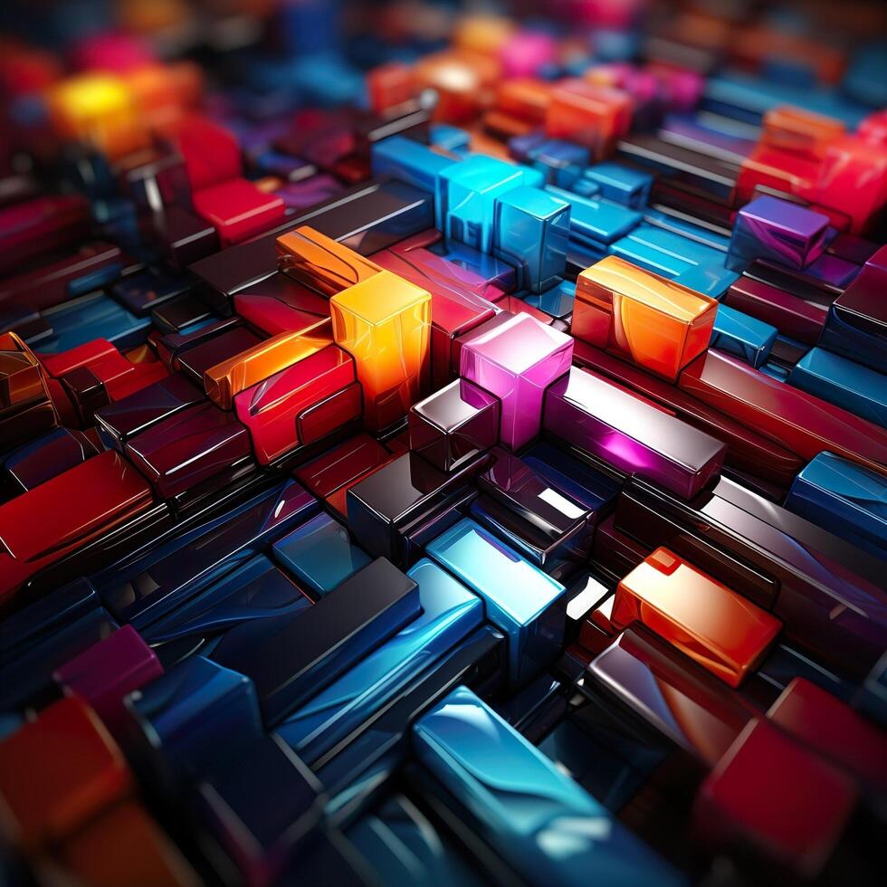 Colorful 3D Geometric Abstract Glossy Matte Multiple Shaped Elegant Background Wallpaper photo