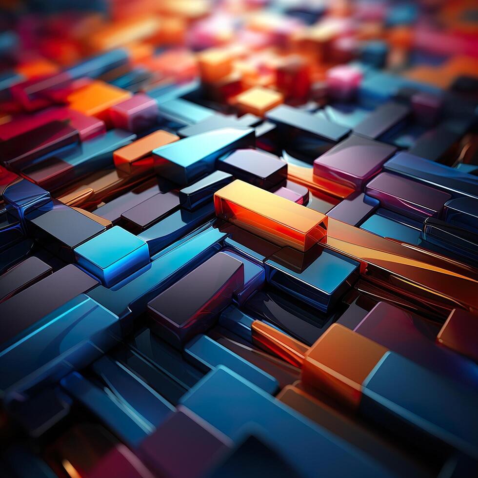 Colorful 3D Geometric Abstract Glossy Matte Multiple Shaped Elegant Background Wallpaper photo