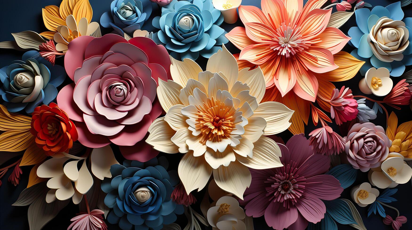 3d Colorful Royale Flower Design AI Generated photo