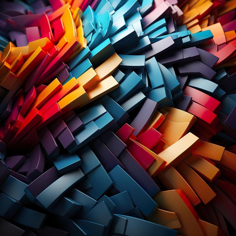 Colorful 3D Geometric Abstract Glossy Matte Multiple Shaped Elegant Background Wallpaper photo