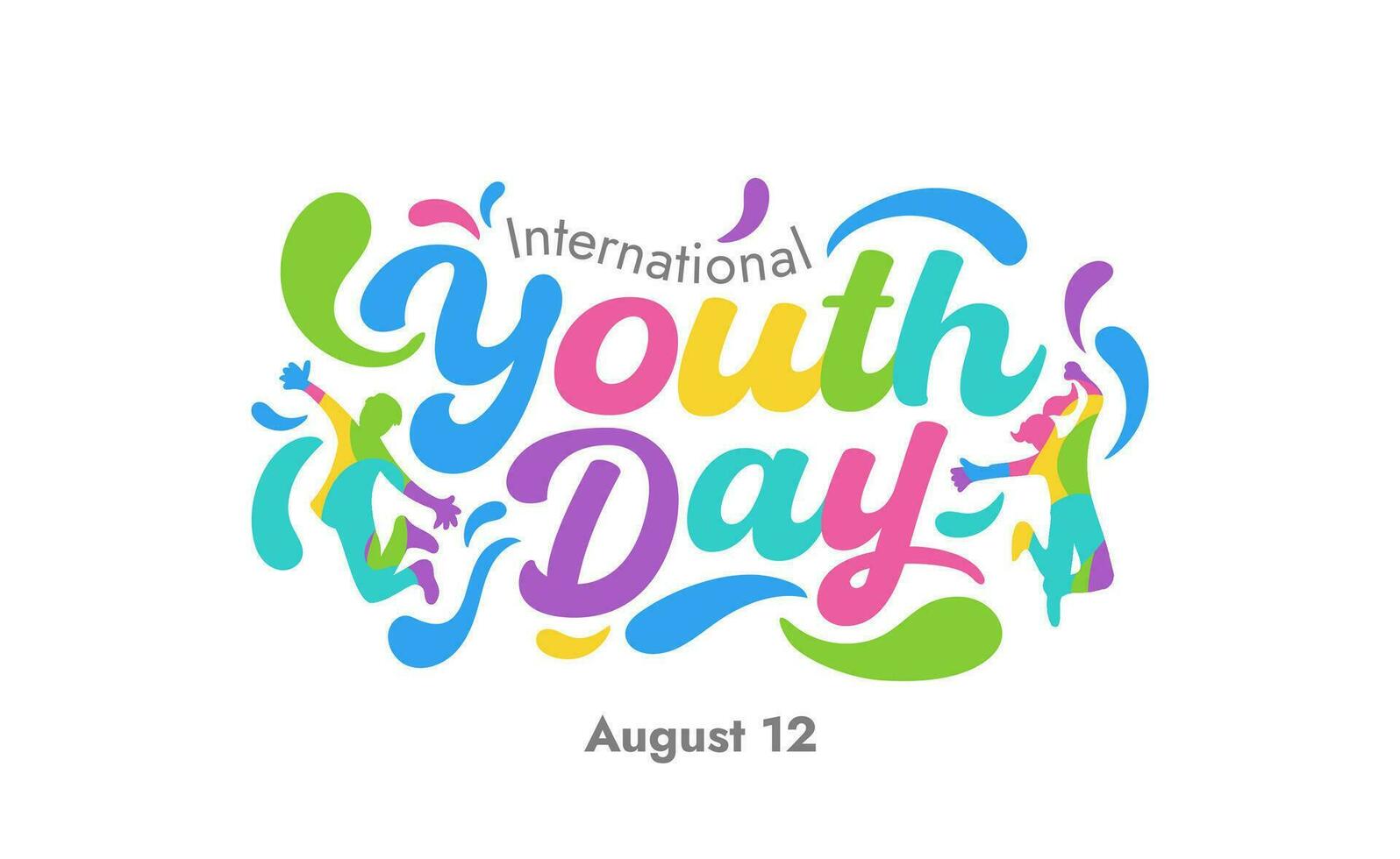 Simple Colorful International Youth Day Logo Typography in Geometric Splash Style vector