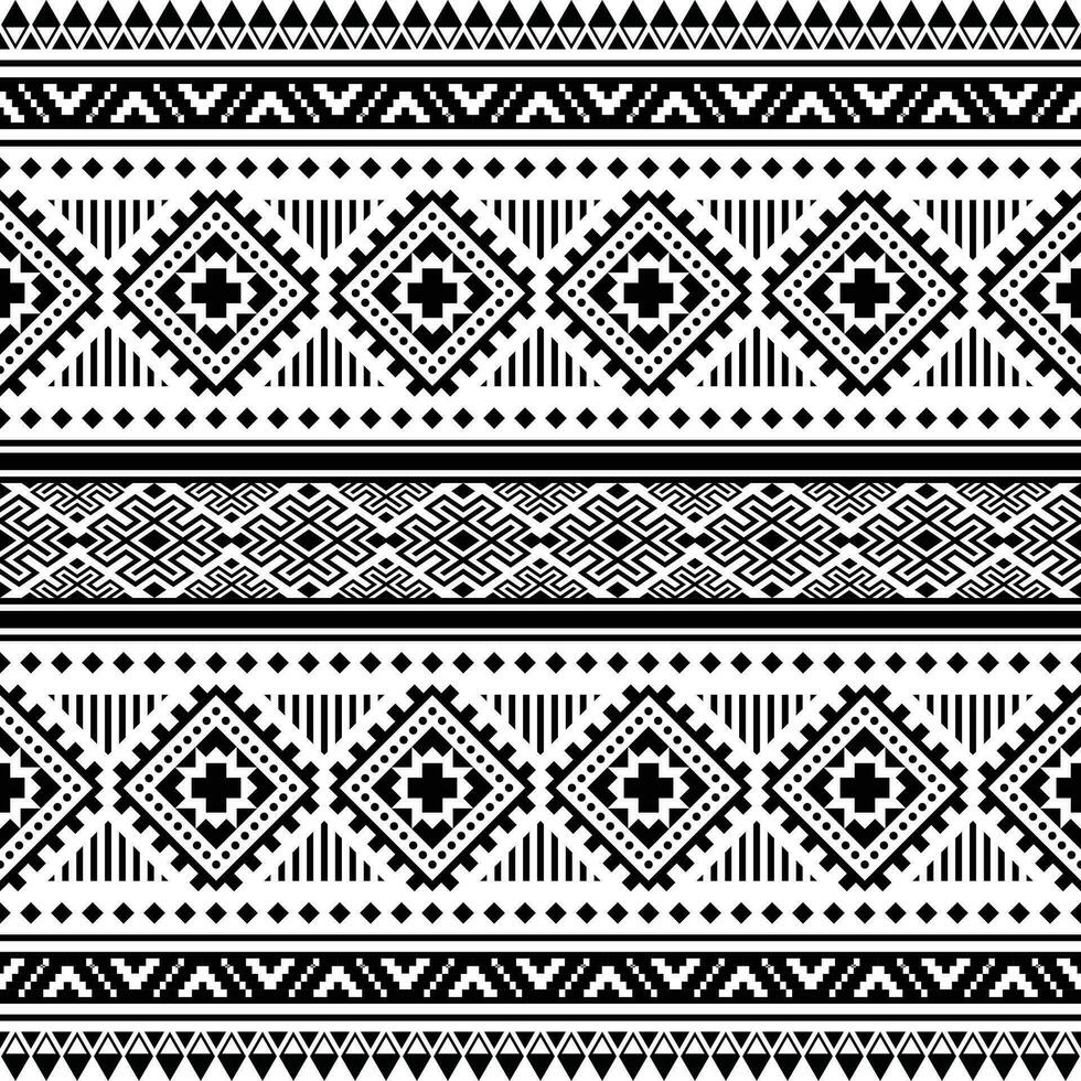 sin costura étnico modelo. vector ilustración en navajo y azteca tribal estilo. geométrico resumen textura diseño para tela impresión. negro y blanco colores.