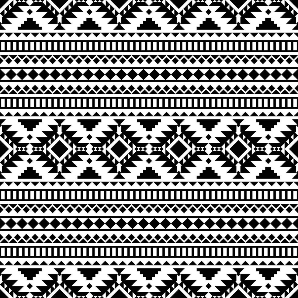 Tribal Navajo geometric abstract background. American indigenous seamless pattern. Ethnic textile. Black and white colors. Design for template, fabric, weave, cover, carpet, tile, accessory. vector