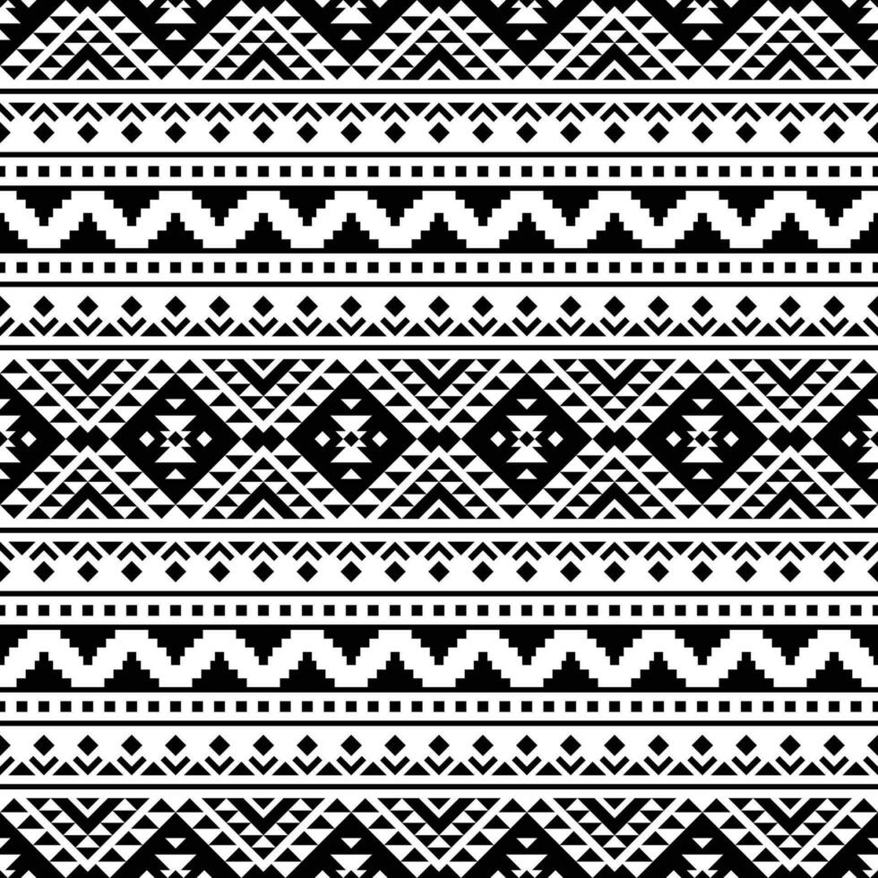 geométrico sin costura frontera modelo. azteca y navajo tribal con retro estilo. étnico ornamento modelo. negro y blanco colores. diseño para plantilla, tela, tejido, cubrir, alfombra, teja, accesorio. vector