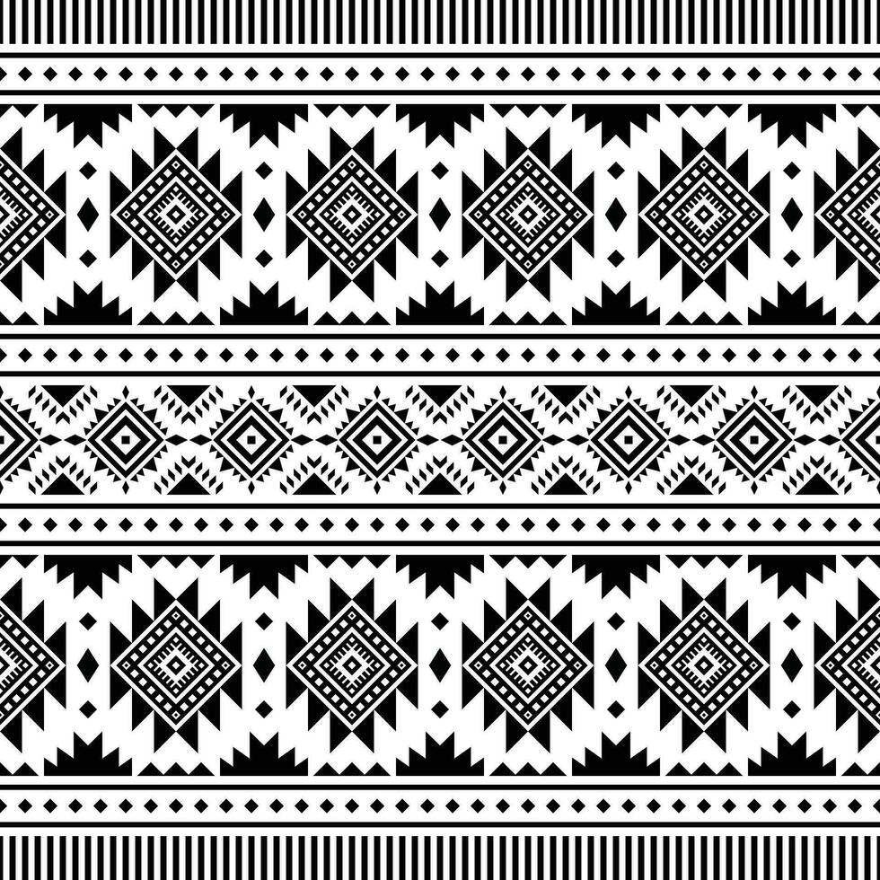 Abstract background with tribal design for decoration or textile. Seamless ethnic pattern with Native American motive. Aztec Navajo style design. Black and white colors. vector