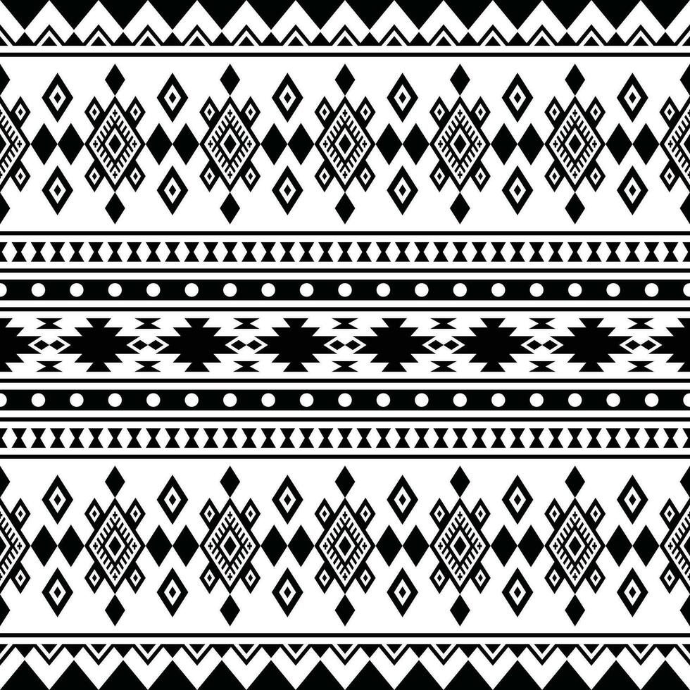 Seamless ethnic pattern with traditional tribal texture design for fabric print. Geometric abstract vector illustration Aztec and Navajo style. Black and white colors.