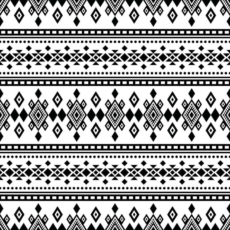 Ethnic pattern art decoration. Seamless geometric pattern in tribal style design for fabric print. Black and white colors. vector