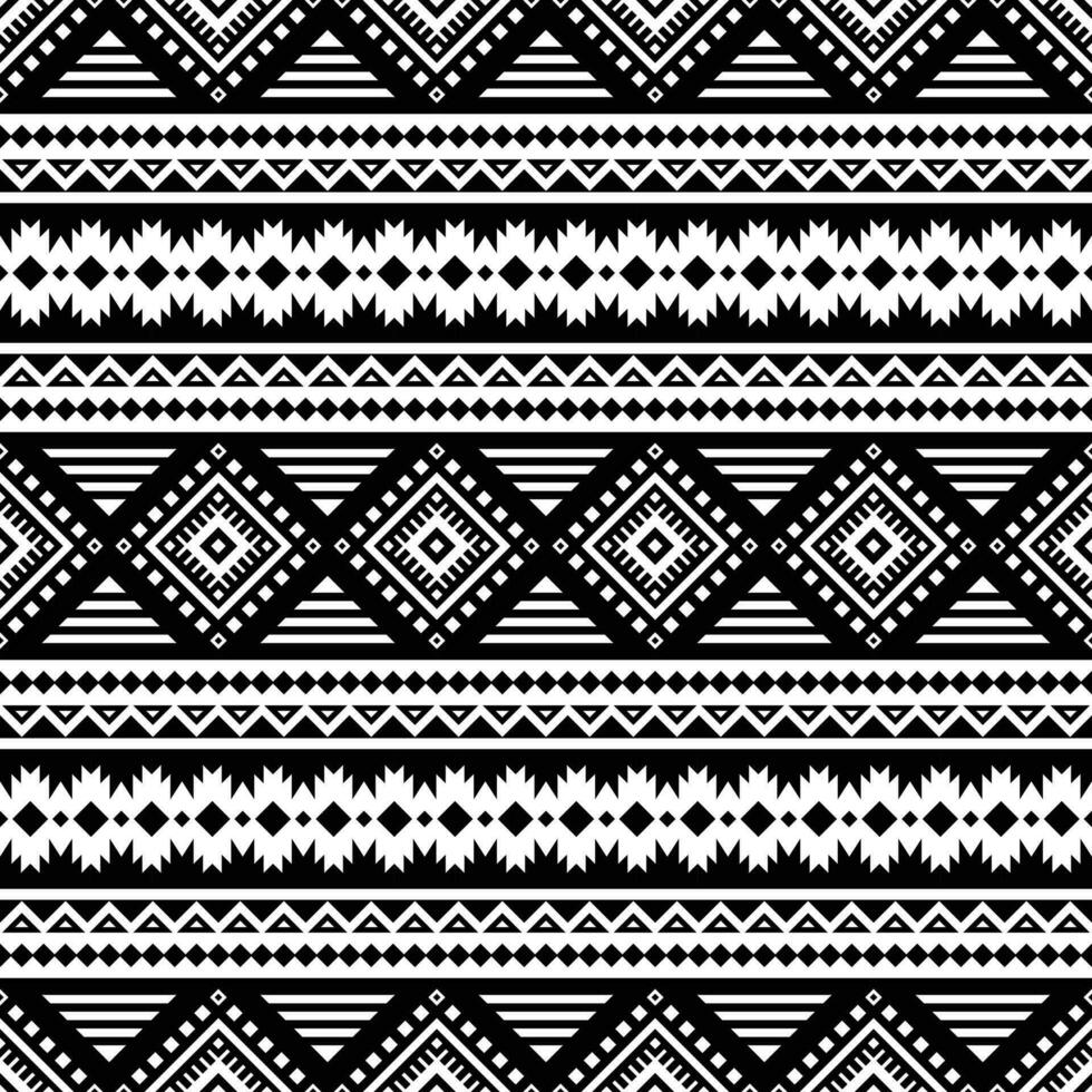 Geometric abstract seamless ethnic pattern. Tribal motif design for textile. Black and white colors. vector