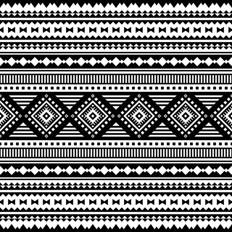 Seamless geometric backdrop with tribal Aztec and Navajo motifs. Ethnic contemporary pattern. Black and white colors. Design for template, fabric, weave, cover, carpet, tile, accessory. vector