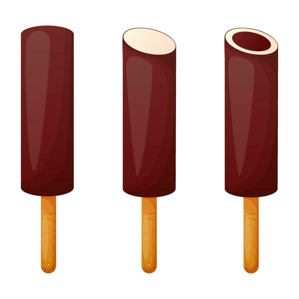 Chocolate ice cream set. vector