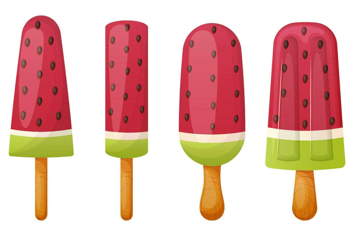 Watermelon different shape ice cream vector