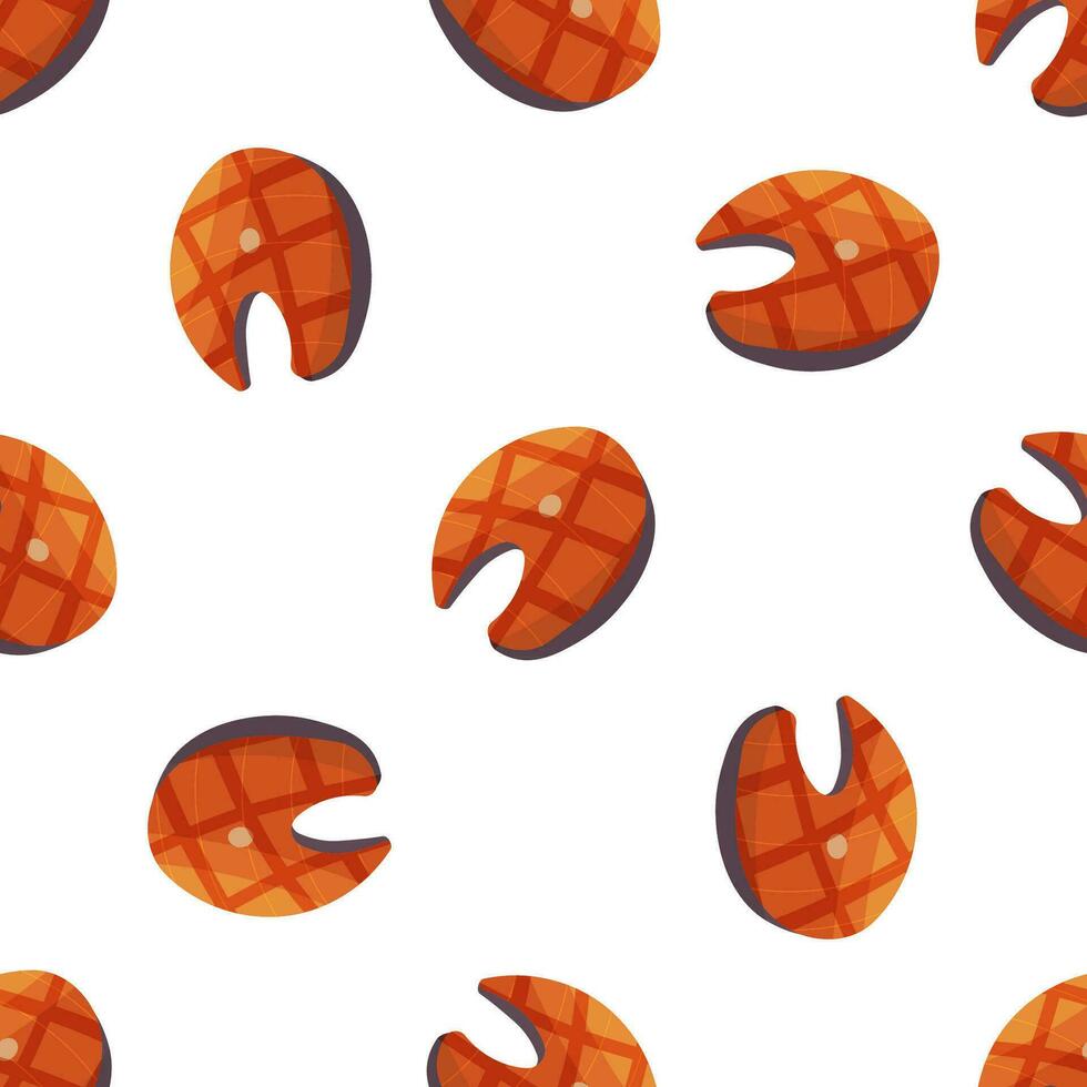 fish steak barbecue fried cook pattern background vector