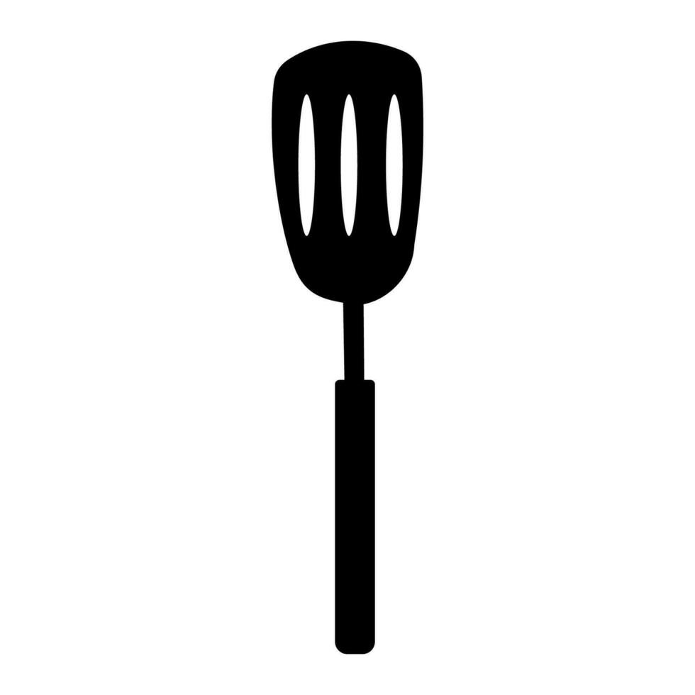 slotted kitchen spatula fry cook black white vector