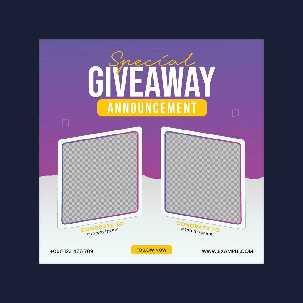 Giveaway social media post vector template